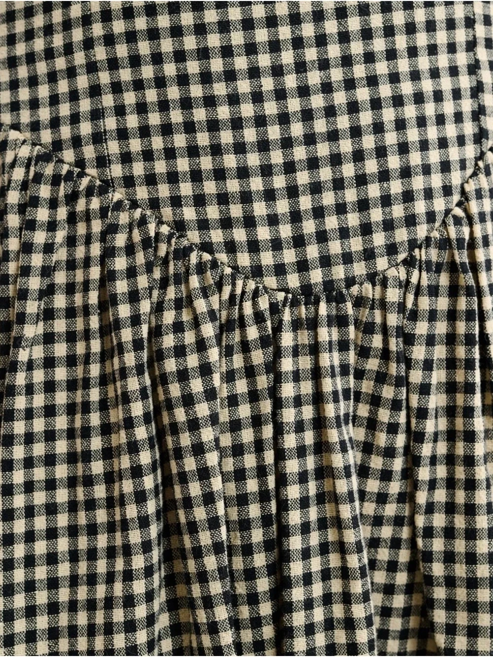 Rumored Black & Cream Gingham Square-Neck Midi Dress - Picture 3 of 5